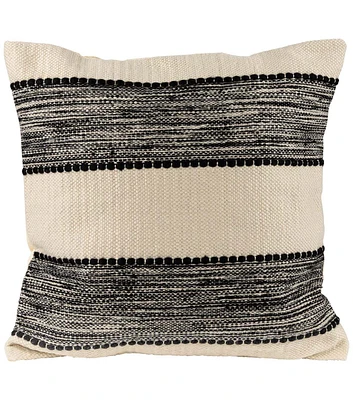 Northlight 20" Summer Black & Cream Handloom Woven Indoor Pillow