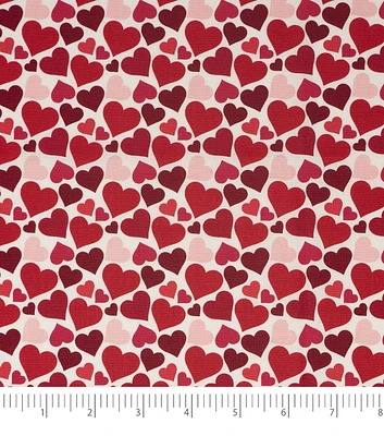 Packed Hearts on White Valentine's Day Cotton Fabric