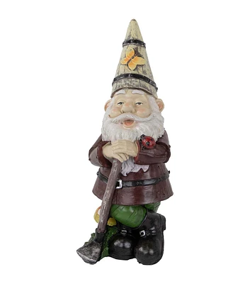 Northlight 15" Spring Gnome Brown With Ladybug Outdoor Garden Statue