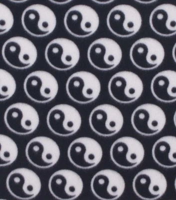 Yin & Yang on Black Craft Fleece Fabric by Happy Value