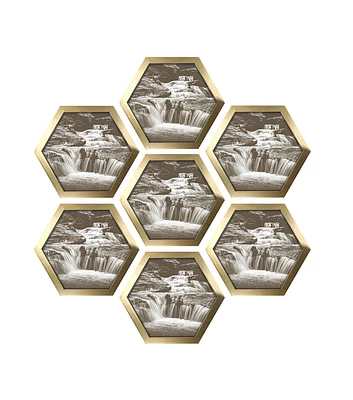 7pc Gold Hexagon Wall Frame Set by Place & Time