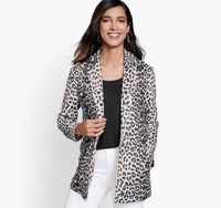 Animal-Print Faux-Suede Blazer