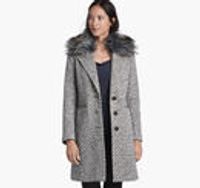 Tweed Coat with Faux-Fur Collar