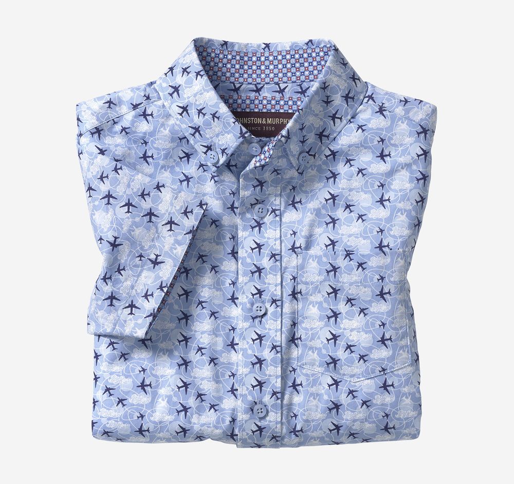 Silky Short-Sleeve Print Shirt