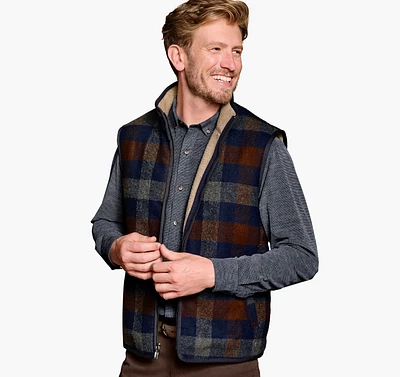 Plaid Sherpa-Lined Vest