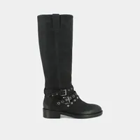 Vintage-look boots in black nubuck