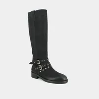 Vintage-look boots in black nubuck