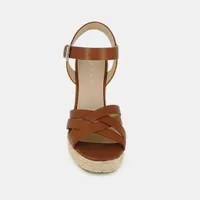 Brown leather wedges