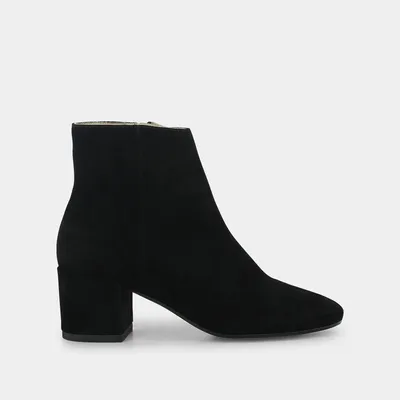 Suede boots with square heel