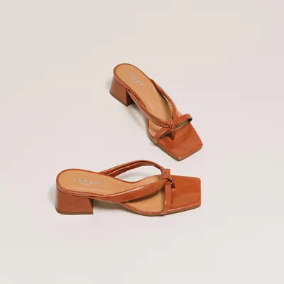 Heeled mules with square-toe and straps