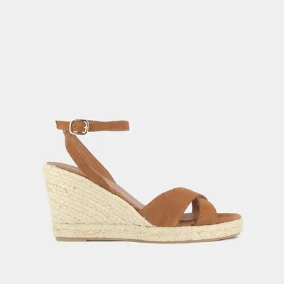 Espadrilles with heel and crossed straps
