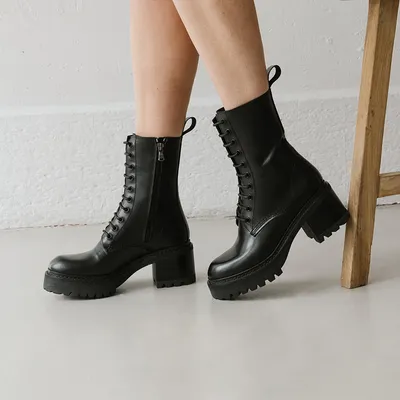 Platform boots with laces
