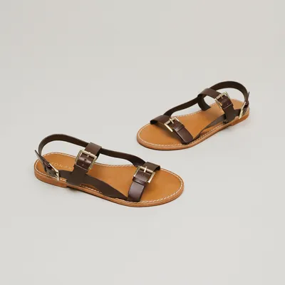 Gold buckle sandals