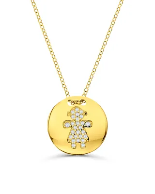 Dije Con Cadena De Niña Oro Amarillo 14K Con Zirconias