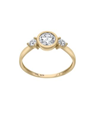 Anillo De Oro Amarillo 14K Con Zirconias