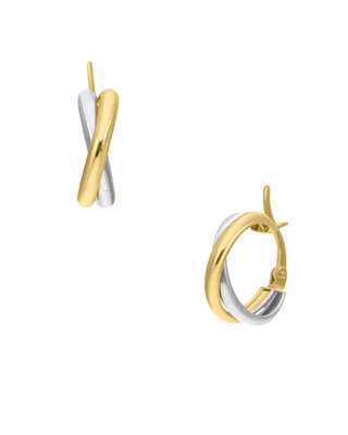 Arracadas de Oro Amarillo y Blanco 14K 12Mm