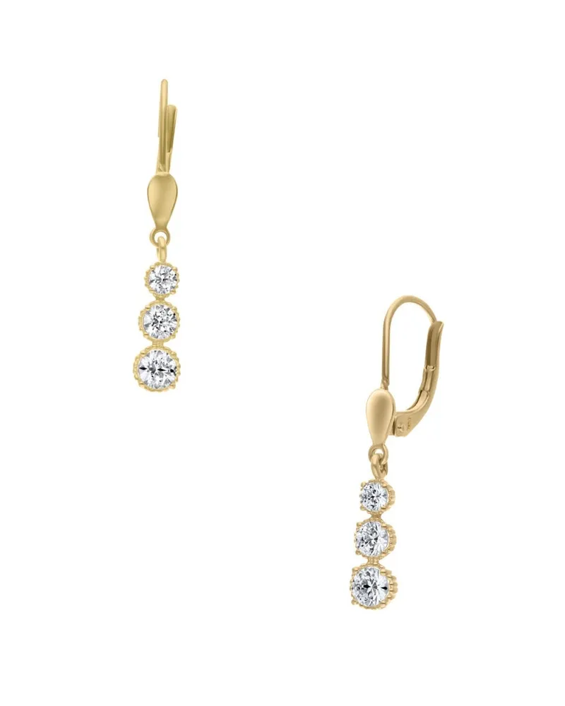 Aretes De Oro Amarillo 14K Con Zirconias