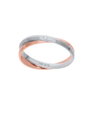 Argolla Oro Blanco y Rosa 14K con Zirconia