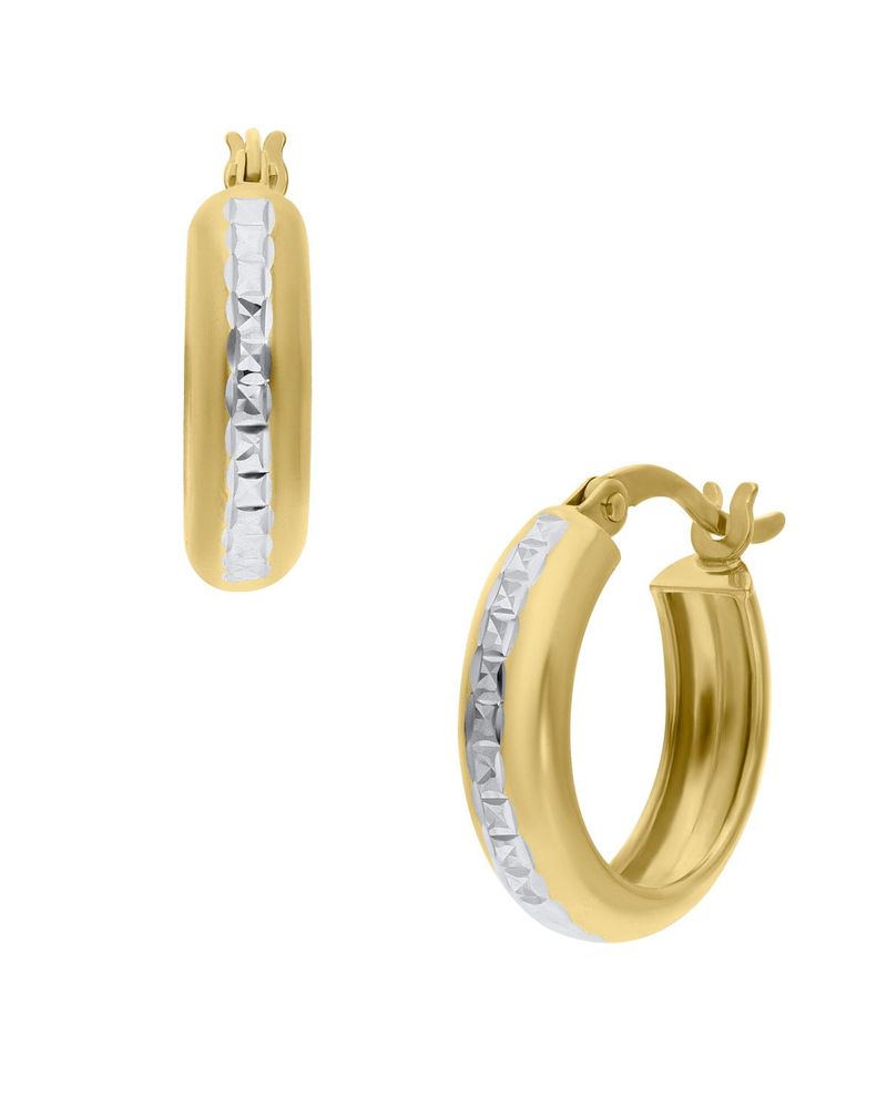 Arracadas de Oro Amarillo con Platinado 14K 12Mm