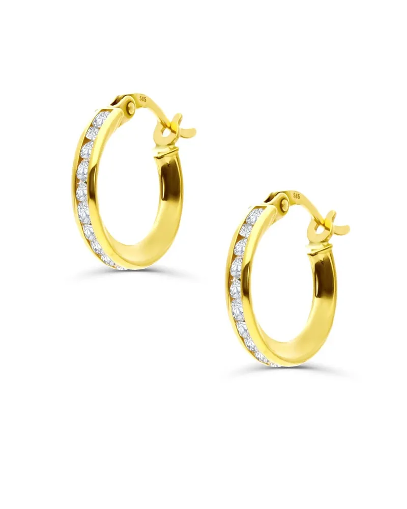 Arracadas Oro Amarillo 14K Con Zirconia-Bizzarro