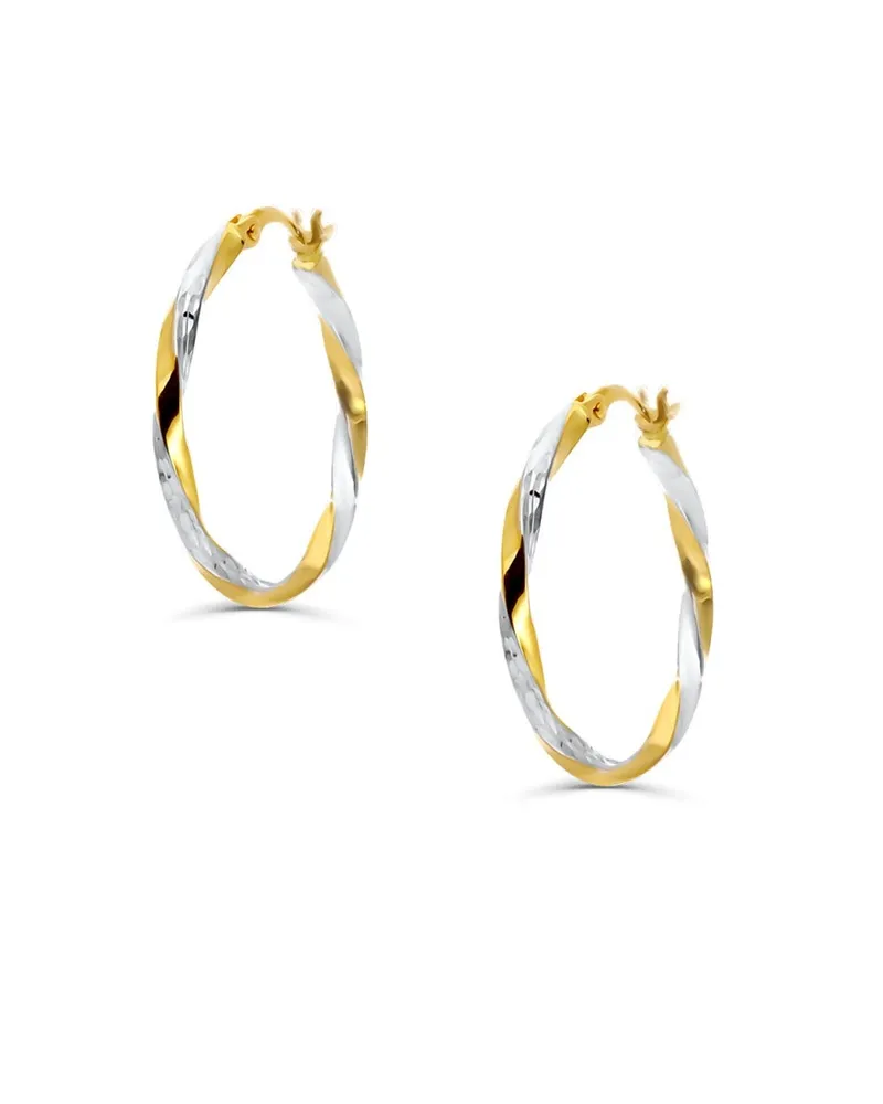 Arracadas Oro Amarillo Con Platinado 14K