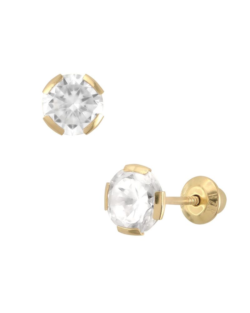 Broqueles de Oro Amarillo 14K Conzirconia