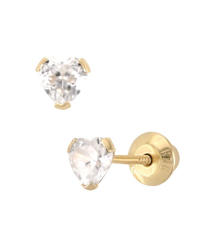 Broqueles de Oro Amarillo 14K con zirconia