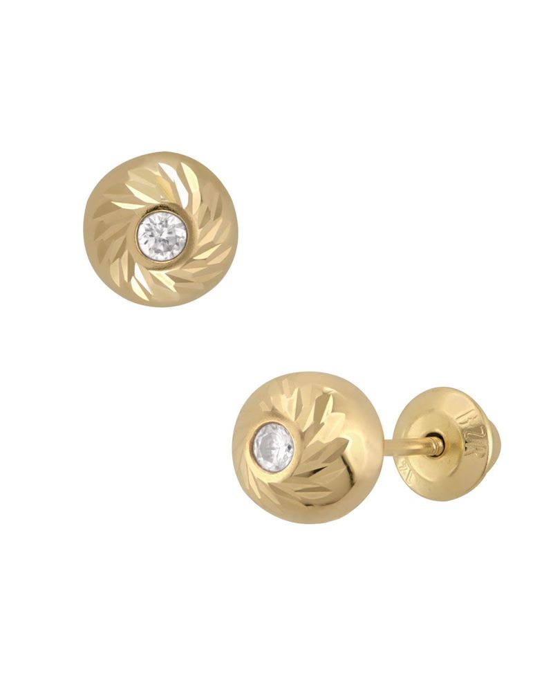 Broqueles de Oro Amarillo 14K con Zirconia