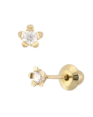 Broqueles de Oro Amarillo 14K Conzirconia