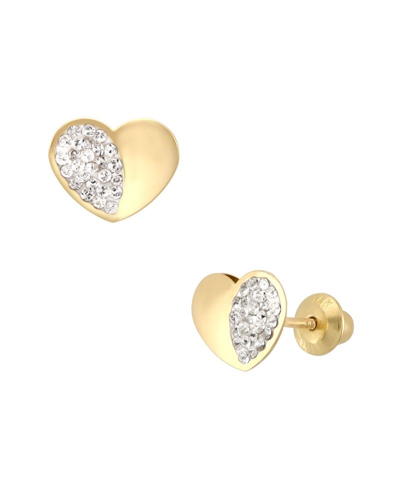 Broqueles de Oro Amarillo 14K con Zirconia