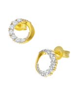 Broqueles De Oro Amarillo 14K Con Zirconias