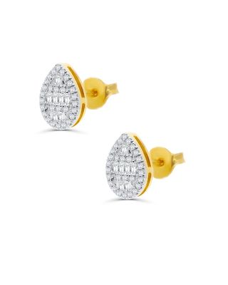 Broqueles De Oro Amarillo 14K Con 33Pts De Diamante