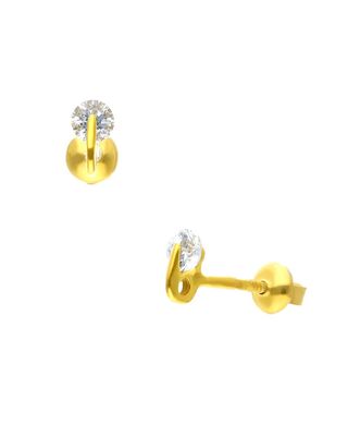 Broqueles Mini Mont.Aldaba 2.5Mm Oro Amarillo C/Zirconia 14K