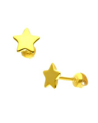 Broqueles Estrella Lisa Chica De Oro Amarillo 14K