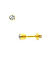 Broqueles Mini Liston De Oro Amarillo Con Zirconia 14K