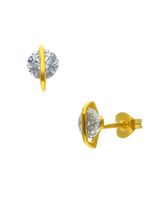 Broqueles Planeta De Oro Amarillo Con Zirconia 14K