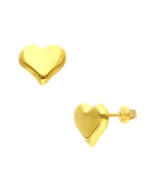 Broqueles Corazon Acabado Espejo De Oro Amarillo 14K