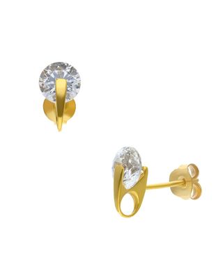 Broqueles Montadura Aldaba 5Mm Oro Amarillo C/Zirconia 14K