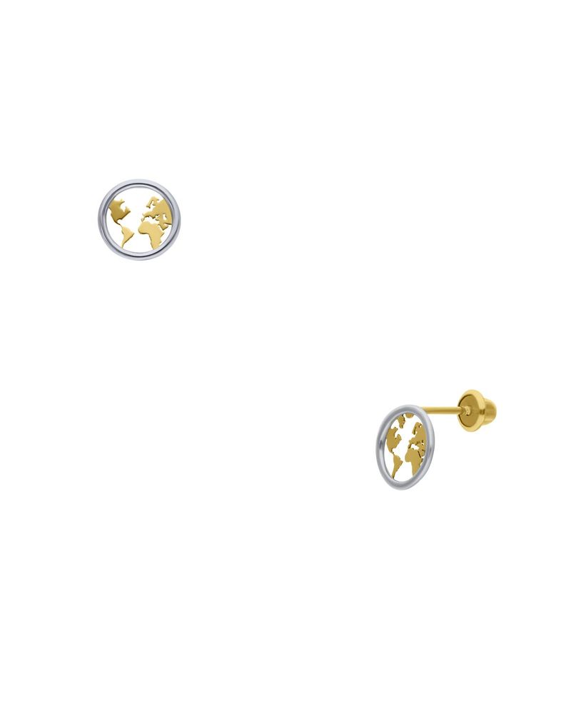 Broqueles de Oro Amarillo y Blanco 14K