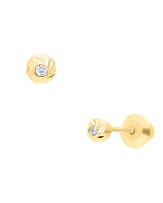 Broqueles de Oro Amarillo 14K con Zirconia