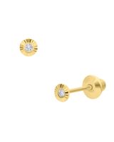 Broqueles de Oro Amarillo 14K con 3 Pts de Diamante