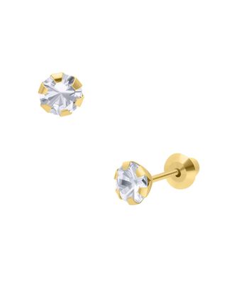 Broqueles de Oro Amarillo 14K con Zirconias