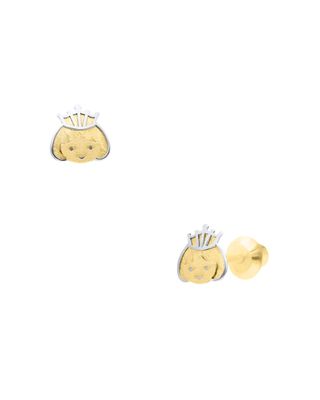 Broqueles de Oro Amarillo y Blanco 14K