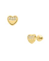 Broqueles de Oro Amarillo 14K con Zirconias