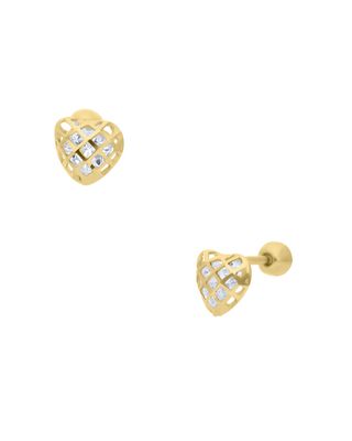 Broqueles de Oro Amarillo de 14K con Zirconia