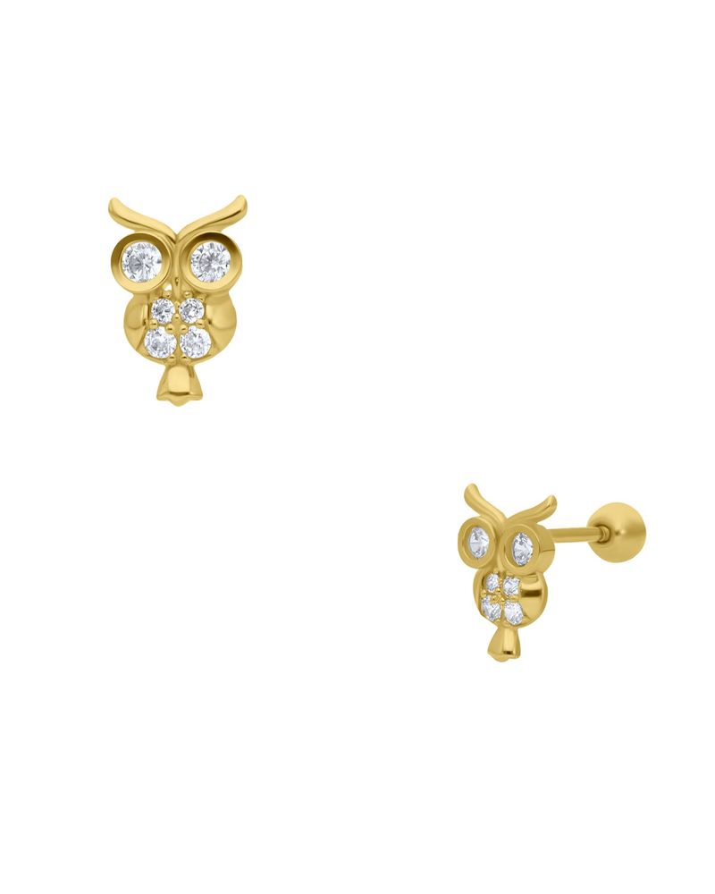 Broqueles de Oro Amarillo 14K con Zirconia