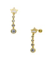 Aretes De Oro Amarillo 14K Con Zirconia