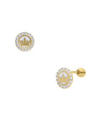 Broqueles de Oro Amarillo 14K con Zirconia