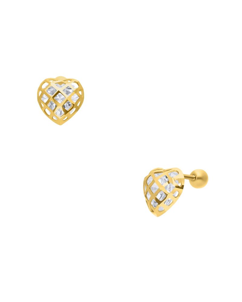 Broqueles de Oro Amarillo de 14K con Zirconia