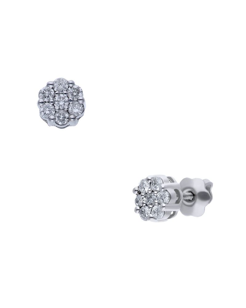 Broqueles Oro Blanco 14K C/ 25 Pts De Diamante